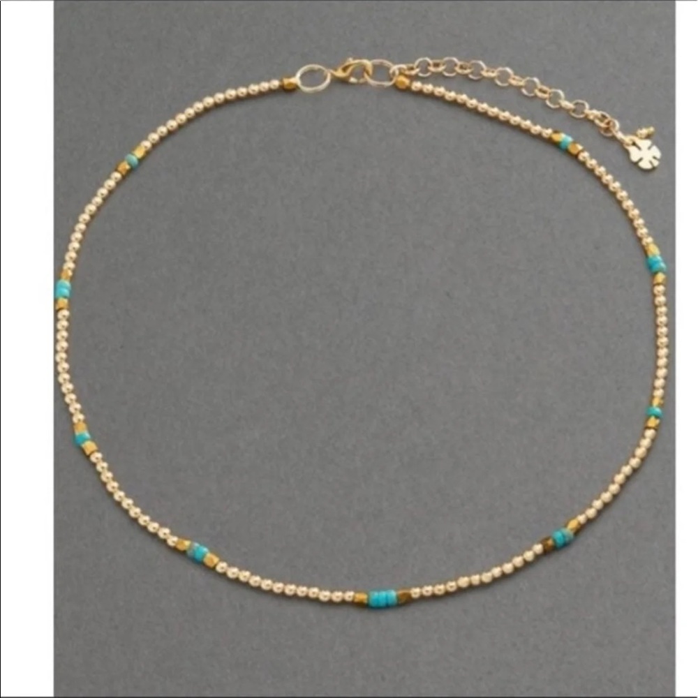 Lucky brand turquoise strand beaded necklace  size 17”